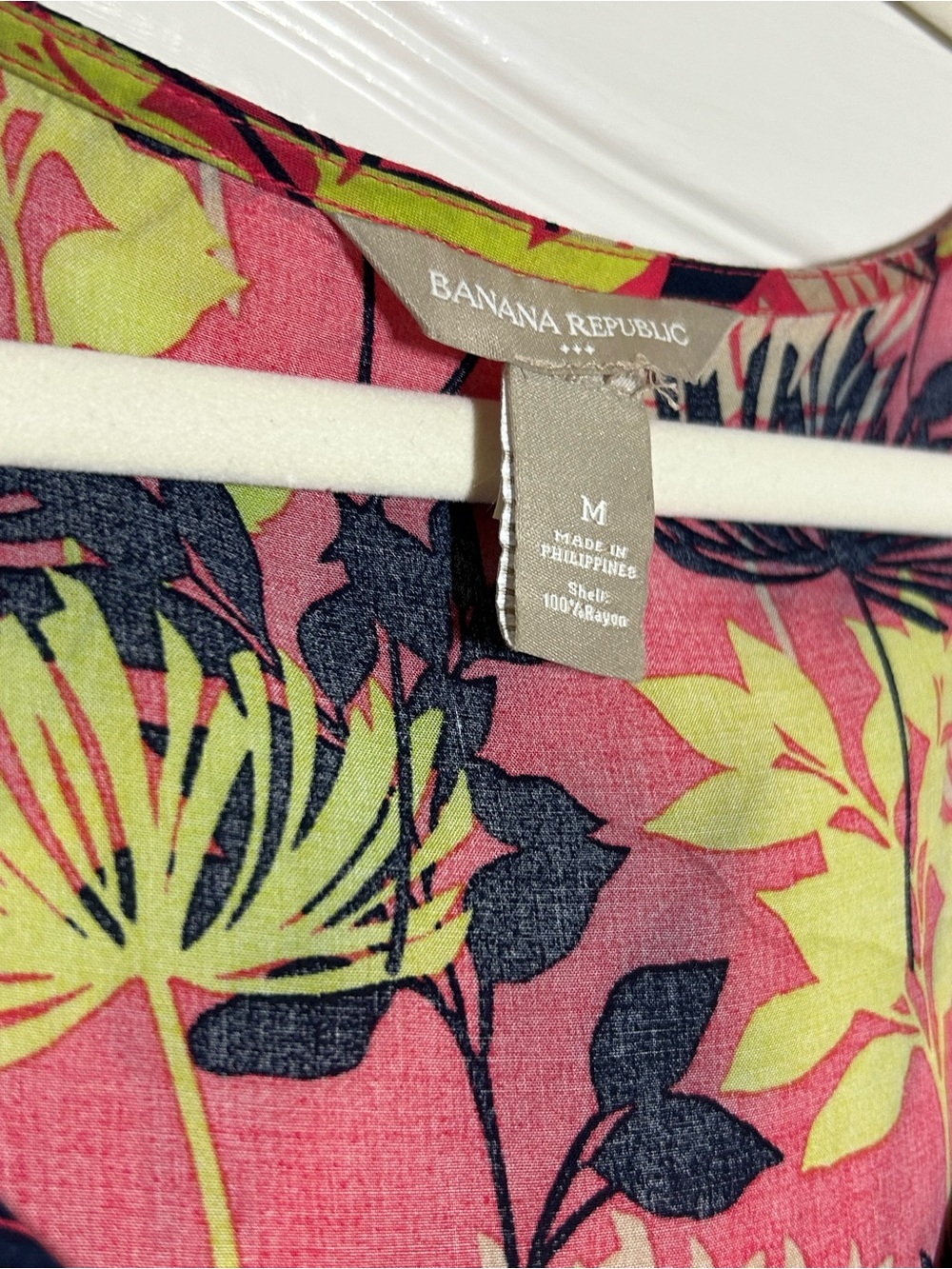 Banana Republic Pink Floral Mini Dress with Yellow and Black Accents - Picture 4 of 4